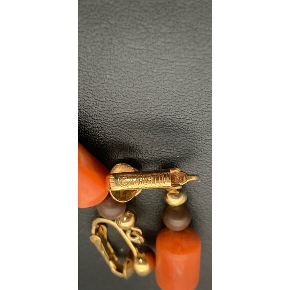 Vintage Sarah Coventry 1975 Bittersweet Gold Tone Beaded Clip On Earrings 70’s - Picture 4 of 4